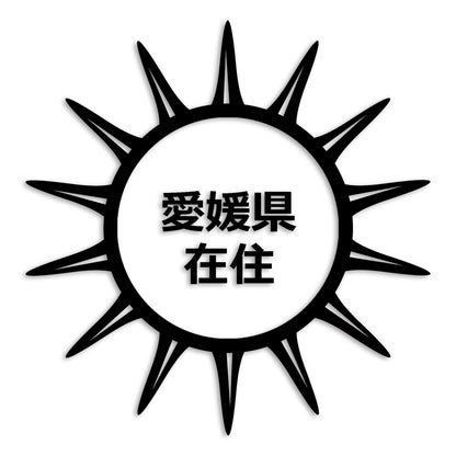 愛媛県 カッティング ステッカー シール 県外ナンバー 在住 イタズラ防止 防水 車 (st-127-02)