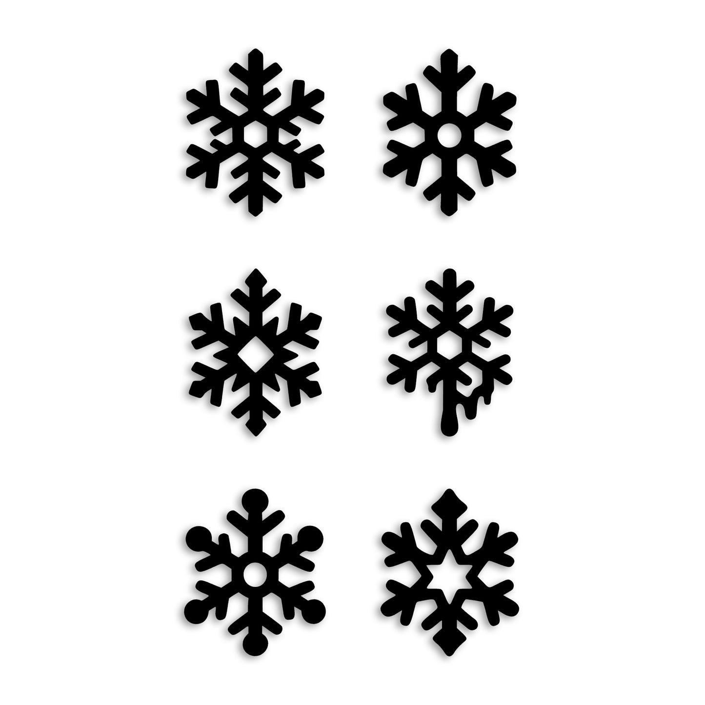雪の結晶 6個セット カッティングステッカー ブラック