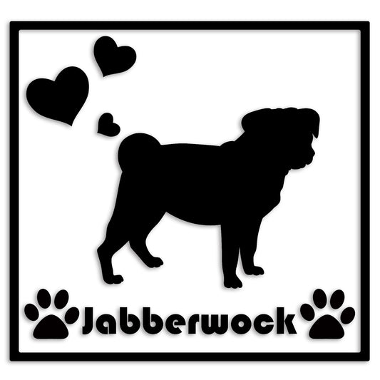 パグ 文字入れ可能 ペット 犬 カッティング ステッカー (st-1-49)