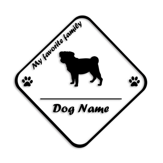 パグ 文字入れ可能 ペット 犬 カッティング ステッカー (st-11-65)