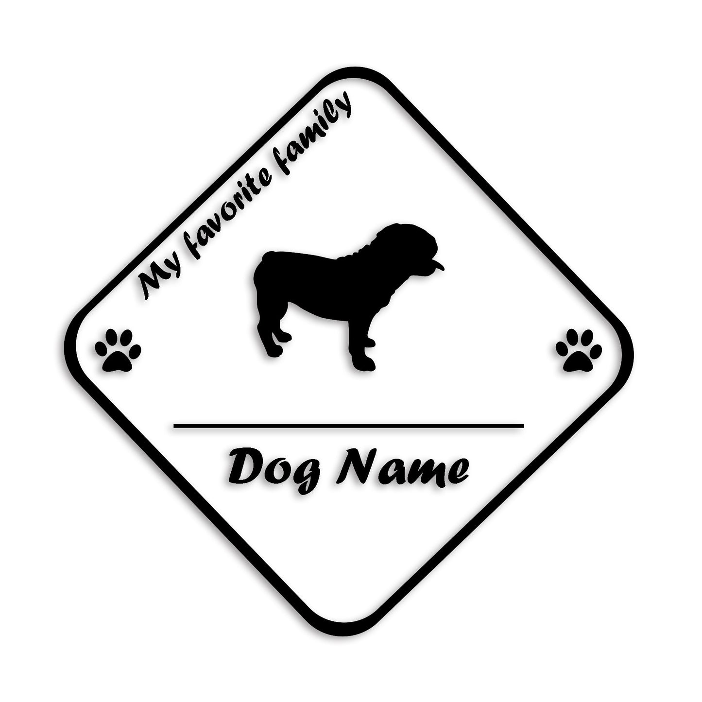 ブルドック 文字入れ可能 ペット 犬 カッティング ステッカー (st-11-87)