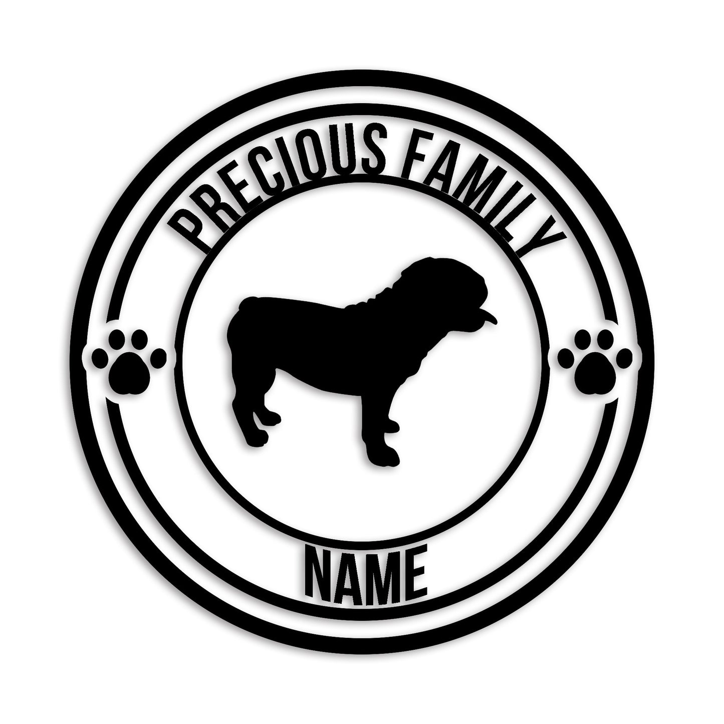 ブルドック 文字入れ可能 ペット 犬 カッティング ステッカー (st-132-87)