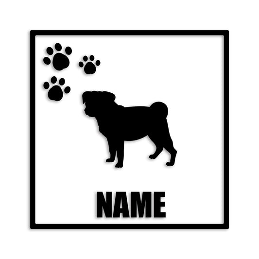 パグ 文字入れ可能 ペット 犬 カッティング ステッカー (st-135-65)