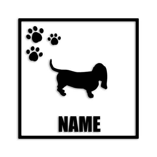 バセットハウンド 文字入れ可能 ペット 犬 カッティング ステッカー (st-135-68)