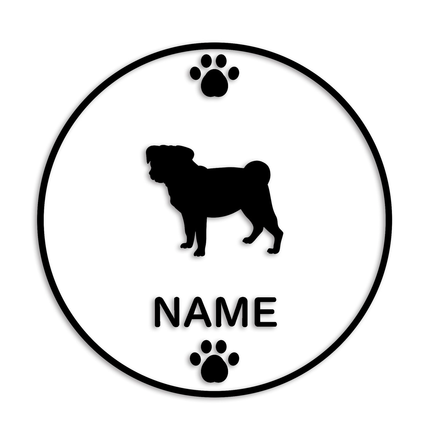 パグ 文字入れ可能 ペット 犬 カッティング ステッカー (st-136-65)