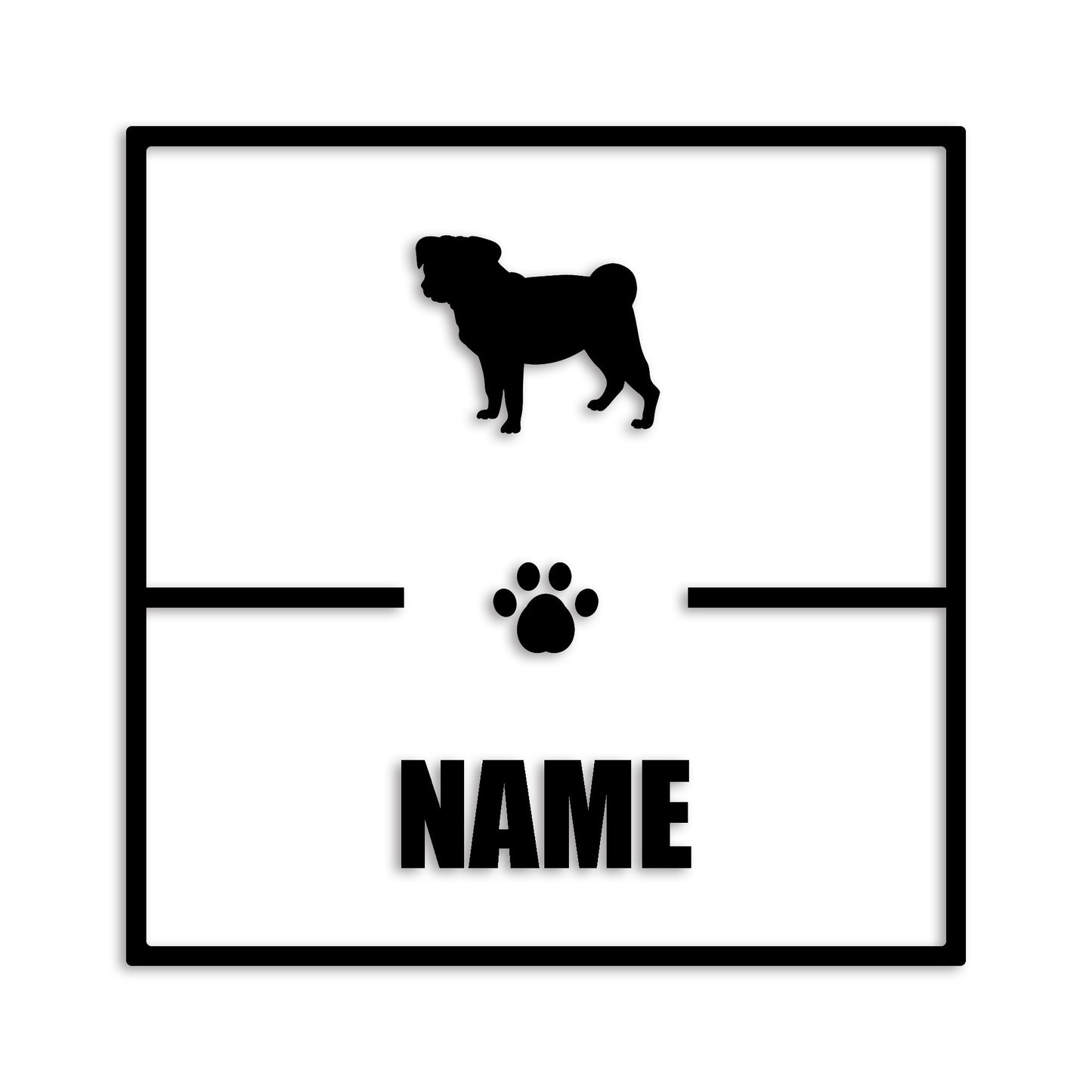 パグ 文字入れ可能 ペット 犬 カッティング ステッカー (st-145-65)