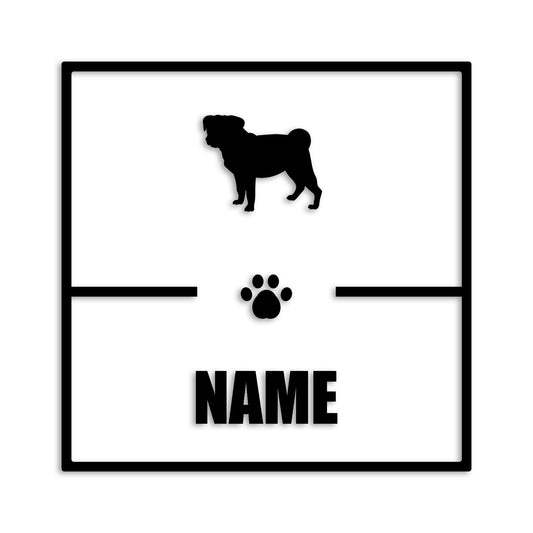 パグ 文字入れ可能 ペット 犬 カッティング ステッカー (st-145-65)