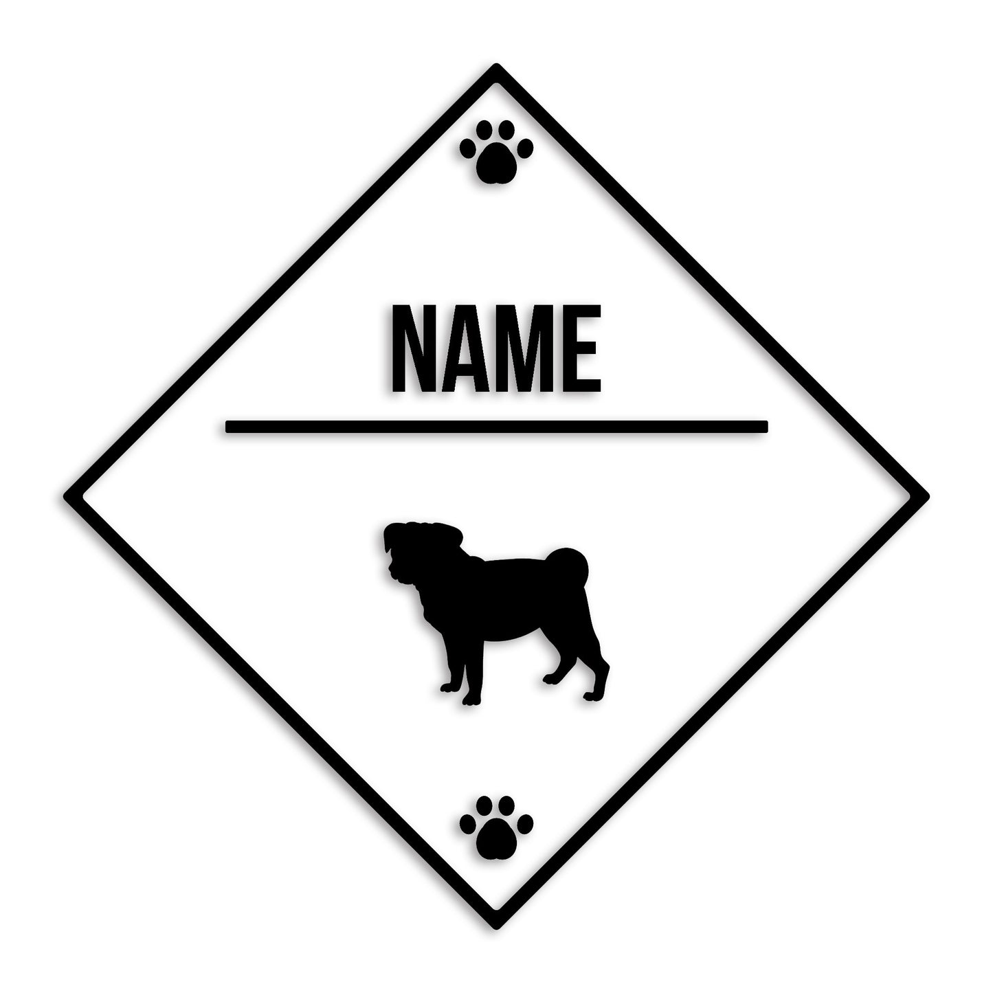 パグ 文字入れ可能 ペット 犬 カッティング ステッカー (st-146-65)