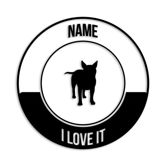 ブルテリア 文字入れ可能 ペット 犬 カッティング ステッカー (st-149-84)