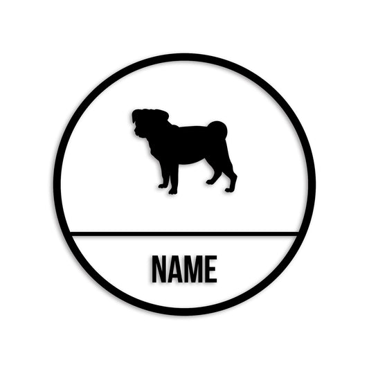 パグ 文字入れ可能 ペット 犬 カッティング ステッカー (st-150-65)