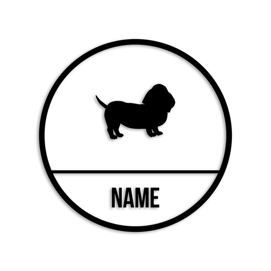 バセットハウンド 文字入れ可能 ペット 犬 カッティング ステッカー (st-150-67)