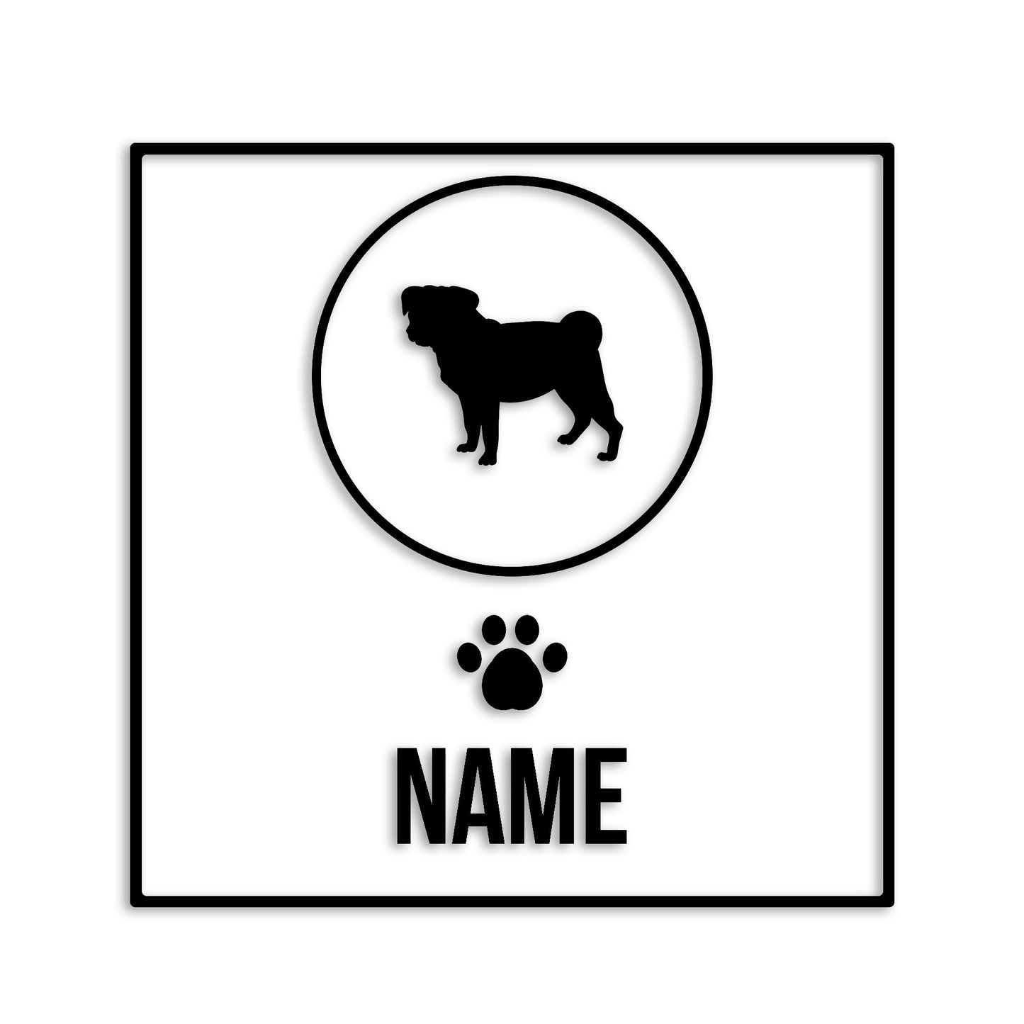 パグ 文字入れ可能 ペット 犬 カッティング ステッカー (st-151-65)